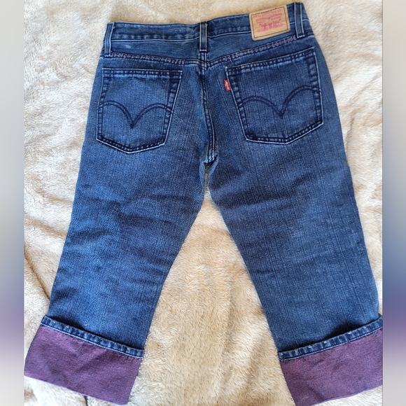 Vintage Levi's Pink Cuff "Worn Look" Capris Sz 11 - Picture 9 of 12
